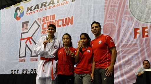 Tres medallas conquistan karatekas ariqueños en el “Youth League Karate 1” Cancún 2018